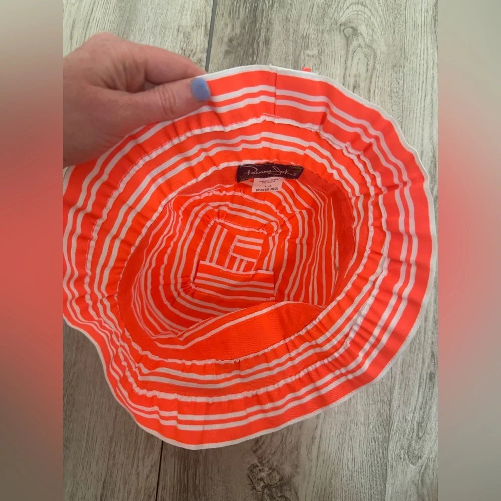 Neon Orange and White Striped Bucket Hat